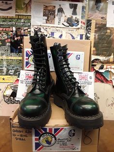 Mining Boots, Colin Baker, Boots Uk, The Golden Age, Men Fashion Casual Outfits, Green Shoes, Dr. Martens Boots, Golden Age, Nice Shoes