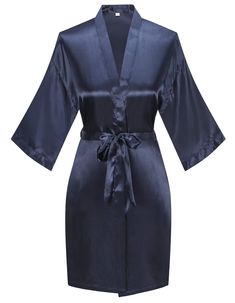 PRICES MAY VARY. About size: Please refer to the sizing information in the Product Description before placing order. Classic design with two side pockets, adjustable belt, inside tie closure. Luxurious silky feel and look. Lightweight and relax. Available in multiple colors. Great as bridal shower gift, loungewear, sleepwear and Kimono cardigan, etc. 
Women's Pure Color Satin Kimono Robe Short Bridesmaids Robe. Simply but Clssic, great for bridal shower gift, loungewear, sleepwear and Kimono car Bridal Party Dressing Gowns, Bridesmaid Bathrobe, Wedding Party Robes, Short Kimono Robe, Silky Robe, Wedding Kimono, Silk Satin Fabric, Silk Kimono Robe, Satin Kimono