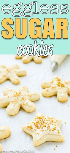 sugar cookies with icing and sprinkles in the shape of stars