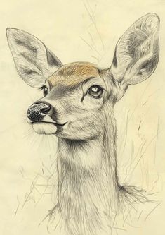 a pencil drawing of a deer's head