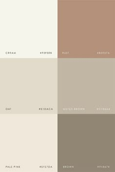 four different shades of beige and brown in the same color scheme, each with their own name