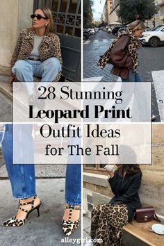 Green Top Fall Outfit, Leopard Print Denim Jacket Outfit, Leopard Print Pumps Outfit, Outfits With Animal Print Shoes, Leopard Print Joggers Outfit, Animal Print Outfit Ideas, Mixing Animal Prints Outfits, Leopard Print Fall Outfit, Leopard Midi Dress Outfit