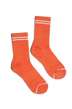 An extended version of the Girlfriend sock with a ribbed, striped cuff. Cozy, supportive and available in the best colors. Fabric is 85% cotton, 13% polyester, and 2% spandex. The Girlfriends, Custom Items, Tights, Socks, Cuff, Spandex, Pure Products, Orange, Fabric