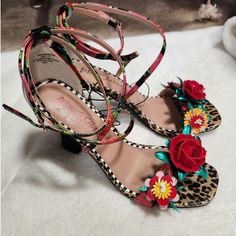 Betsey Johnson Erikk strappy floral heels size 7.5  #Floral #Animal print #Color Floral Heels, Betsey Johnson Shoes, Women's Pumps, Betsey Johnson, Animal Print, Size 7, Pumps, Heels, Floral