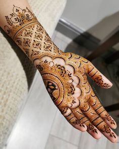 the hand is decorated with intricate designs