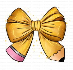 a yellow bow with a pencil in it