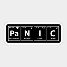 the element name and symbol for panic is shown in black on a white sticker