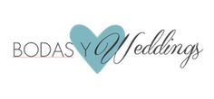 the logo for bodas y weddings, which has been designed to look like a heart