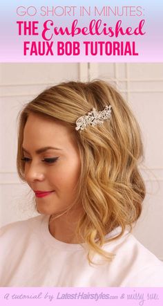 10 Beautiful DIY Hairstyles to Wear to a Wedding - #bob #hairstyle Side Clip Hairstyles, Curls Wedding Hair, Hair With Clips, Wedding Bob, Medium Length Bridesmaid Hair, Hairstyle For Wedding, Faux Bob, Growing Hair, Diy Wedding Hair