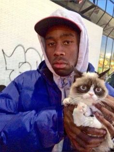 Tyler the creator ⭐️ A Cat, A Man, Graffiti, The Creator, Wall, Blue