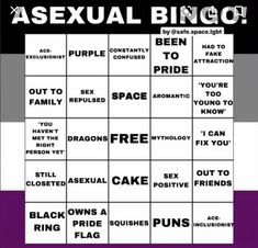 a black and white poster with the words asexual bingo written in red on it