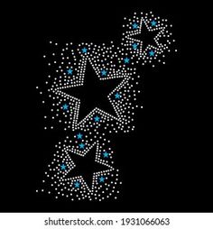 an abstract background with blue stars and white dots on a black background, in the shape of a star