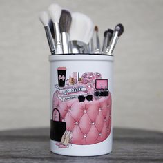 This Beautifully Designed Makeup Brush Holder Features A Glamorous Front Graphic. Made Of Ceramic, It Is Accented With Authentic Swarovski Crystals. It Is Designed In Classy Colors Of Pink, Black And White. Features: * 16 Oz Ceramic Makeup Brush Holder * Beautifully Coated Black Inside And White Outside * Heat Sublimated Ink Permanent Design * Accented With 100% Authentic Swarovski Crystals * No Need To Worry About The Design Peeling Off. These Are Not Made With Vinyl. Measures Approximately: 5" Classy Colors, Beaded Candle Holders, Crystal Makeup, Beaded Candle, Star Makeup, Makeup Brush Holder, Pencil Pen, Makeup Brush Holders, Ceramic Coating