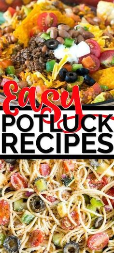 easy potluck recipes with text overlay