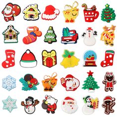 many different types of christmas decorations on a white background