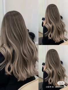 Amberes Hair Color, Light Smokey Brown Hair, Different Color Balayage Hair, Smokey Mushroom Brown Hair, Hair Color 2023 Asian, Neutral Hair Dye Ideas, One Process Hair Color, White Skin Hair Color Ideas, Asian Bayalage Hair Ash Brown