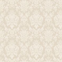 an old fashioned wallpaper with white flowers and leaves on the top, beige background