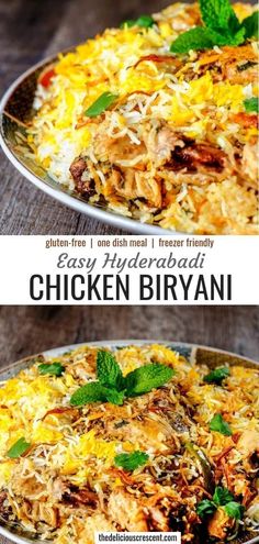 Hyderabadi chicken biryani is an aromatic, mouth watering and authentic Indian dish with succulent chicken in layers of fluffy rice, fragrant spices and caramelized onions. It is easier than most recipes while truly retaining the authentic taste and prese Biryani Recipe Video, Hyderabadi Chicken, Avocado Cake, Indian Dinner Recipes, Cake Easter, Fluffy Rice, Indian Dinner, Diner Recept