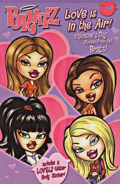 an advertisement for the bratz love is in the air valentine's day party