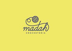 the logo for madah crocheteria is shown on a bright yellow background