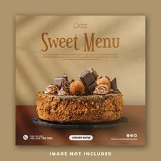 a cake with chocolates and nuts on it