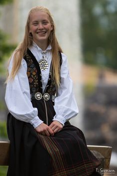 Norway Clothing, Norway National Day, Norwegian Clothing, Scandinavian Dress, Folk Clothing, Plaid Vest, Embroidered Skirt, National Day, Folk Costume