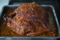 a close up of a meat in a pan