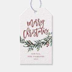 Script merry christmas branch with berries gift tags  Zazzle Christmas Aquarell, Xmas Hampers, Christmas Present Tags, Personalized Christmas Tags, Christmas Hampers, Merry Christmas Tags, Christmas Branches, Merry Christmas Gift Tags