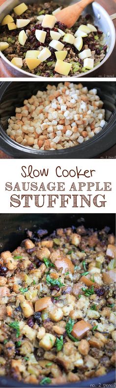 this slow cooker sausage apple stuffing is the perfect side dish for any meal