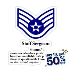 a sticker with the words staff sergeant on it