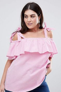 Hey, Curvy Girls! We Found the 13 Cutest Tops You Need For Spring Bardot Blouse, Just My Size, Plus Size Kleidung, Curvy Girl Fashion, Gingham Check, Moda Plus, My Size, In The Mood, Plus Size Blouses