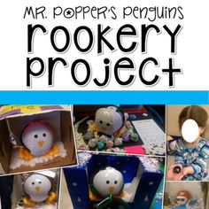 the cover of mr popper's penguins rocketry project with pictures of stuffed animals