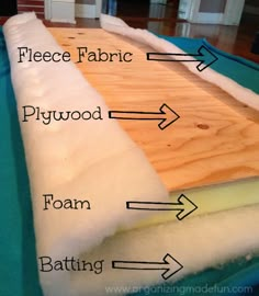 the different types of foam and wood are labeled