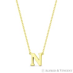 Product Details Product Id: Bd-In1-N-14y Metal Type: 14k Yellow Gold Gram Weight: Approx. 1 Gram Measurements: Initial - 5.7mm (0.22") X 5.3mm (0.21") Chain Width - Approx. 0.6mm Chain Length - 16 Inches Chain Letter, Yellow Gold Color, Gold Letter Necklace, 16 Inch Necklace, Gold N, Letter N, Initial Letter, Letter Necklace, Initial Letters