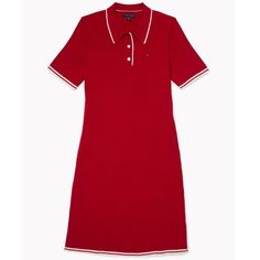 Tommy Hilfiger Ribbed Polo Dress . Made With Soft Stretch And Comfortable Fabric . Pit To Pit 17” Waist 16” Length 37” 53% Viscosa 27% Nylon 20% Polyester Regular Fit Classic Red Dresses For Daywear, Red Ribbed Knee-length Dress, Classic Red Cotton Dress, Classic Red Summer Dress, Tommy Hilfiger Fitted Midi Dress, Cocktail Dress Classy, Sleeveless Denim Dress, Womens Wrap Dress, Tommy Hilfiger Dress