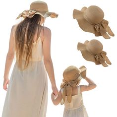 PRICES MAY VARY. 💓Premium Paper Straw Woven Material: This family matching straw sunhat is made of 90% paper straw and 10 % polyester material ,it is breathable ,comfortable , durability and natrual skin friendly to wear , the intensive weaving is great for sun protection. 💓Family Matching Design With Cute Bowknot and Wind Lanyard : This women kids summer beach hat is family matching design , will come a women hat and kids hat for Mom and daughter, best gift for fashionable family for travelli Mom Swimsuit, Summer Hats Beach, Beach Necessities, Kids Head, Beach Hats, Sun Protection Hat, Beach Fashion, Family Beach