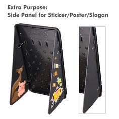 an extra purpose side panel for sticker / poster / slogan is shown in the image