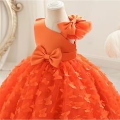 Girls Pageant. Very Pretty Made Fora Special Occasion. Comes In Multiple Sizes Orange Princess Dress Kids, Orange Princess Dress, Diy Tutus, Green Ball Gown, Diy Dresses, Classy Short Dresses, Princess Dress Kids, Children Dress