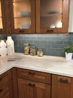 the kitchen counter is clean and ready for us to put in their cupboards,