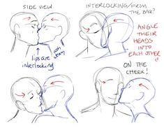 Hand On Shoulder Pose, Drawings Of People Kissing, Sketch Tips, Drawing Bases, People Kissing, Drawing Things, Drawing Guides, 얼굴 드로잉, Art Advice