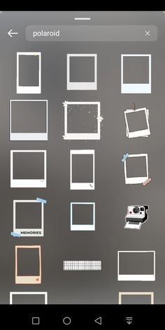 an image of some different frames on a tablet screen with the text polaroid above them