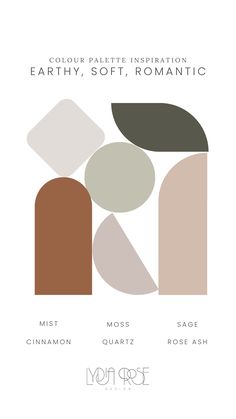 A color palette featuring soft earth tones: brown, moss green, sage green, muted rose, blush, and grey. These harmonious and natural hues create a soothing and elegant combination, perfect for branding, design projects, or weddings. Clay And Green Color Palette, Colour Palette Brown, Earthy Tones Wedding, Colour Palette Autumn, Wabi Sabi Color, Earth Tones Palette, Soft Earth Tones, Earth Tone Color Palette, Blush Wedding Colors