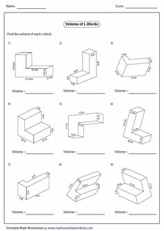 worksheet for the volume of blocks