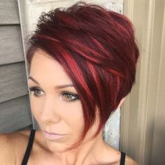 Highlights Placement, Highlights Chunky, Hairstyles Red Hair, Shades Of Red Hair, Short Red Hair, Sassy Hair, Curly Bob Hairstyles