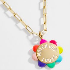 a necklace that says march our 100th birthday on it with balloons in the shape of a flower