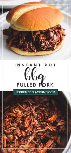 instant pot bbq pulled pork on a white plate