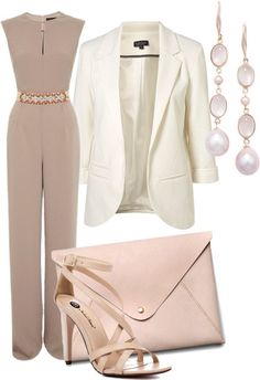 FW "Jumpsuit" by irenesdreams ❤ liked on Polyvore Elegant Work Outfits, Chique Outfits, Outfits 2017, Summer Work Outfits, Professional Attire, Work Style, 가을 패션, White Blazer, Work Outfits Women