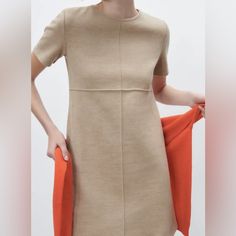 Zara Basic Soft Dress. In Camel Color. Never Worn - Without Tags. Dress Light Brown, Zara Knit Dress, Zara Red Dress, Zara Short Dress, Green Slip Dress, Zara Floral Dress, Mini Tunic Dress, Crushed Velvet Dress, Soft Dress