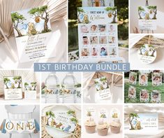 the first birthday bundle includes photos and cards