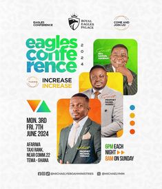 an event poster for the eagle's confecte conference with two men in suits